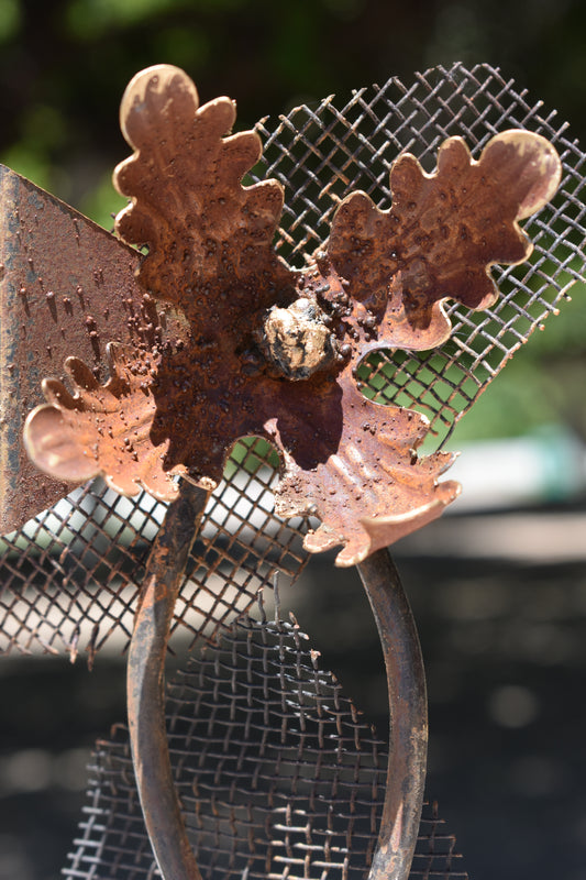 Mesh & Leaf — Original Metal Sculpture