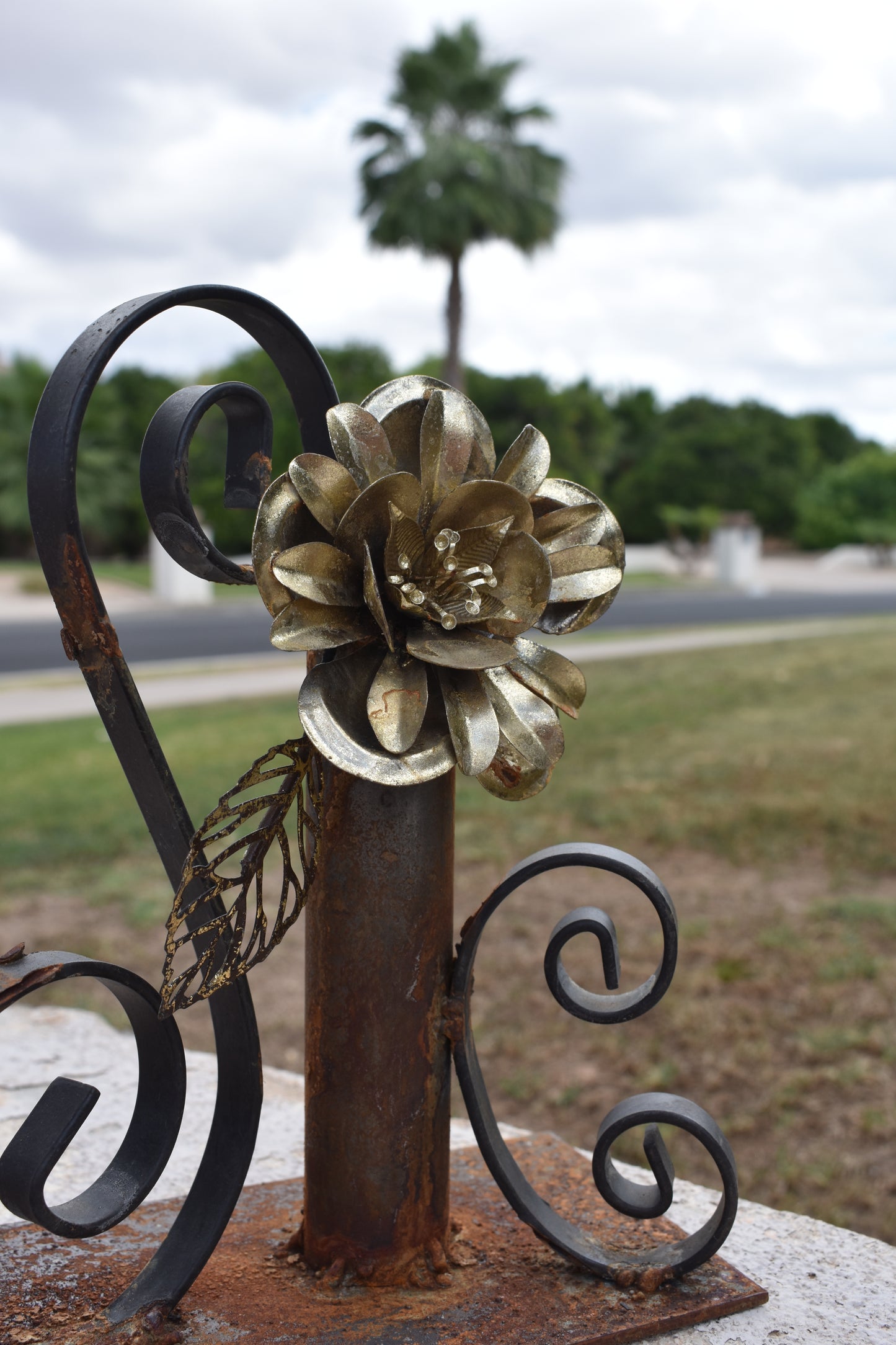 Golden Lotus — Original Metal Sculpture