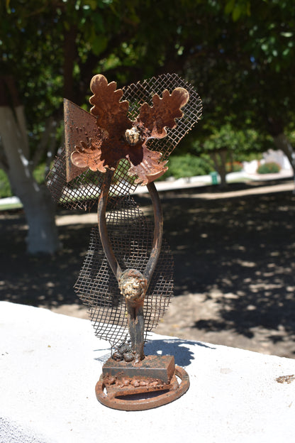 Mesh & Leaf — Original Metal Sculpture