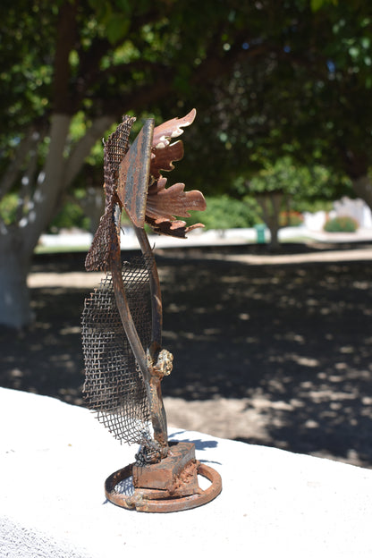 Mesh & Leaf — Original Metal Sculpture