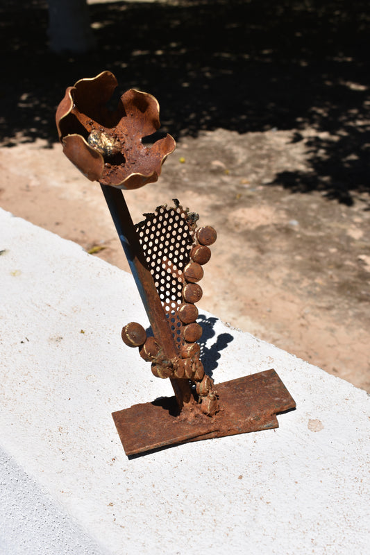 Lattice & Bloom — Original Metal Sculpture