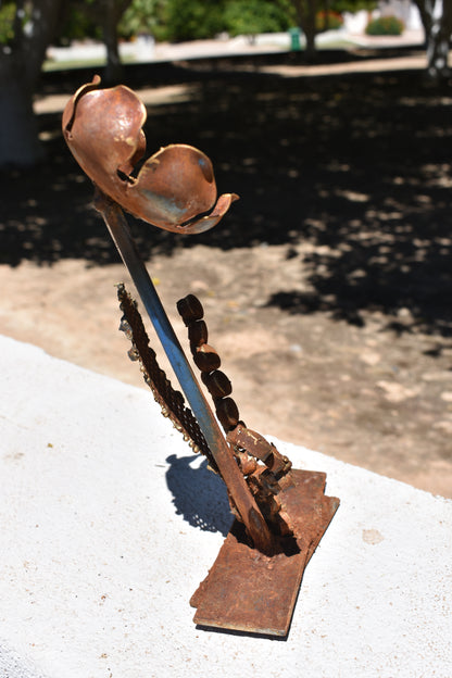 Lattice & Bloom — Original Metal Sculpture