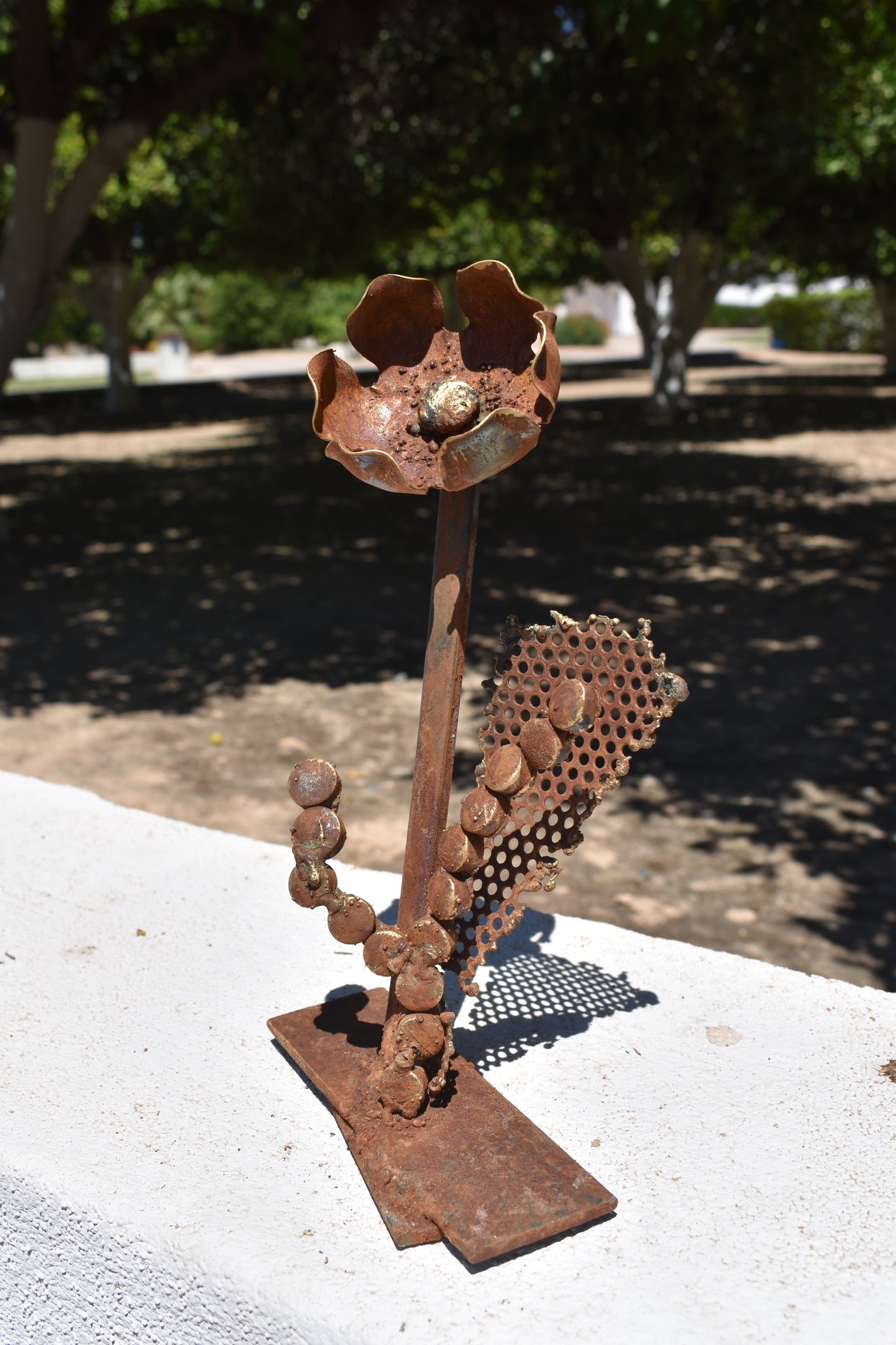 Lattice & Bloom — Original Metal Sculpture