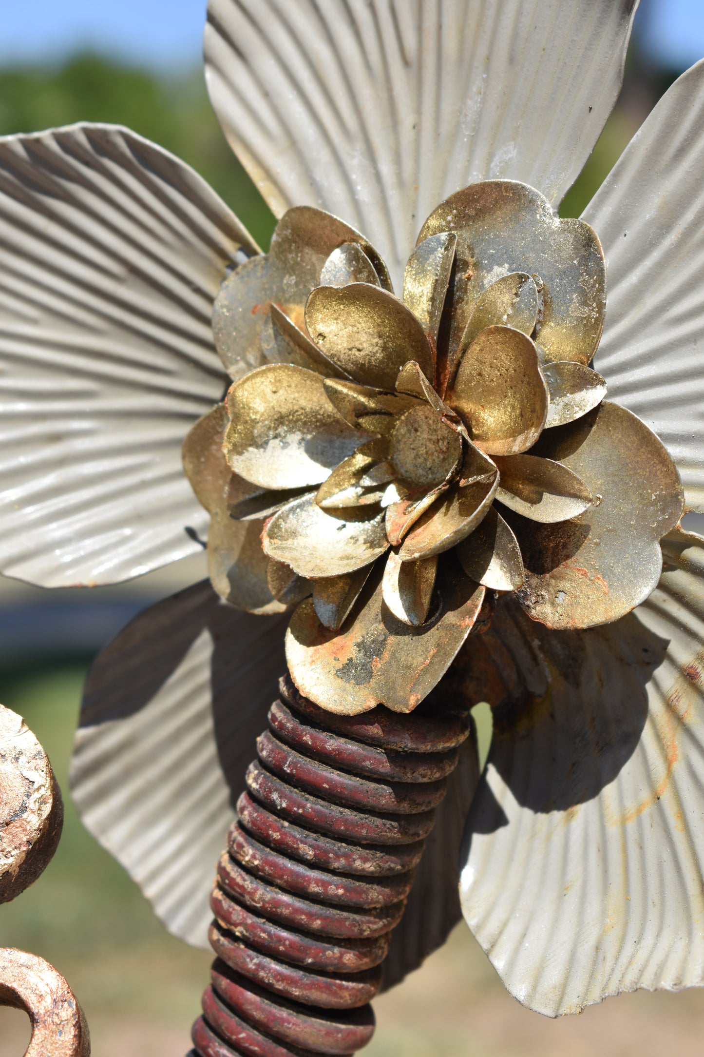 Butterfly & Bloom — Original Metal Sculpture