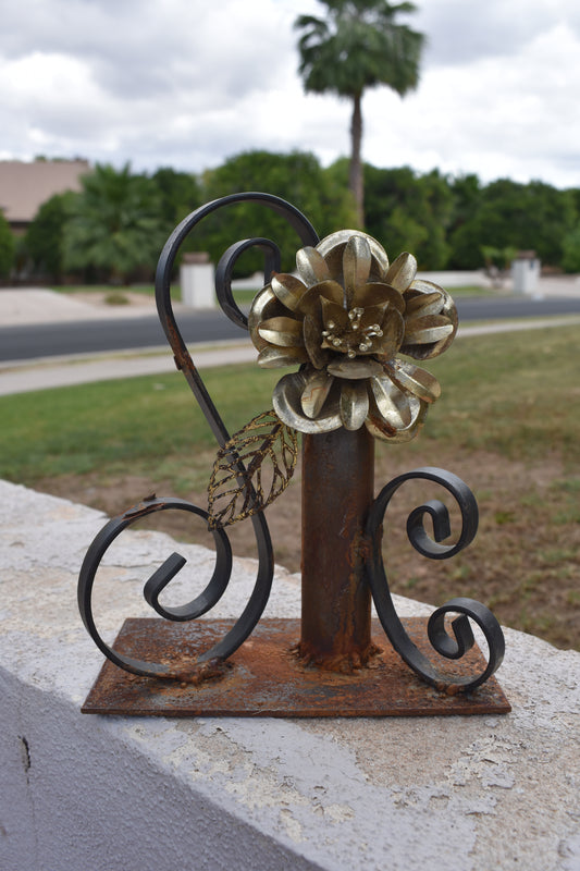 Golden Lotus — Original Metal Sculpture