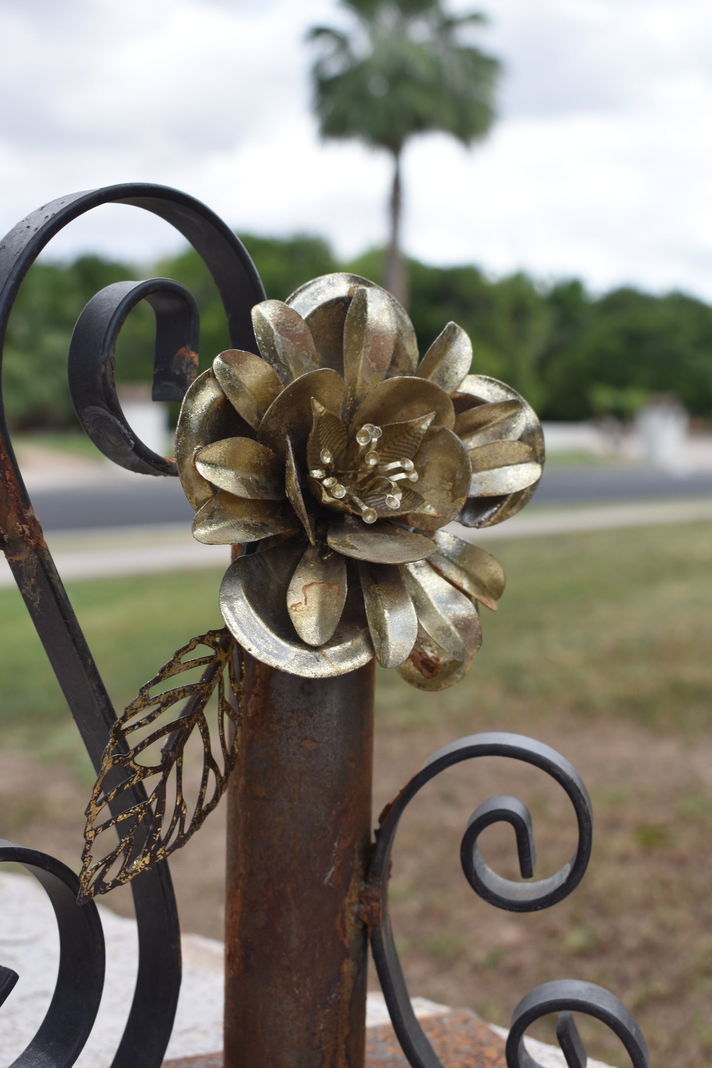 Golden Lotus — Original Metal Sculpture