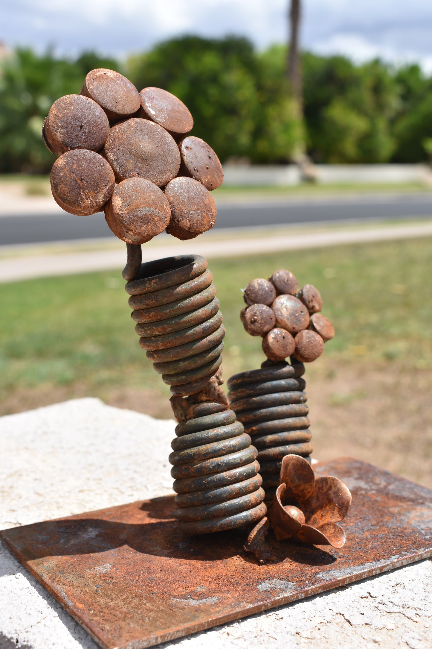 Double Spring Bloom — Original Metal Sculpture