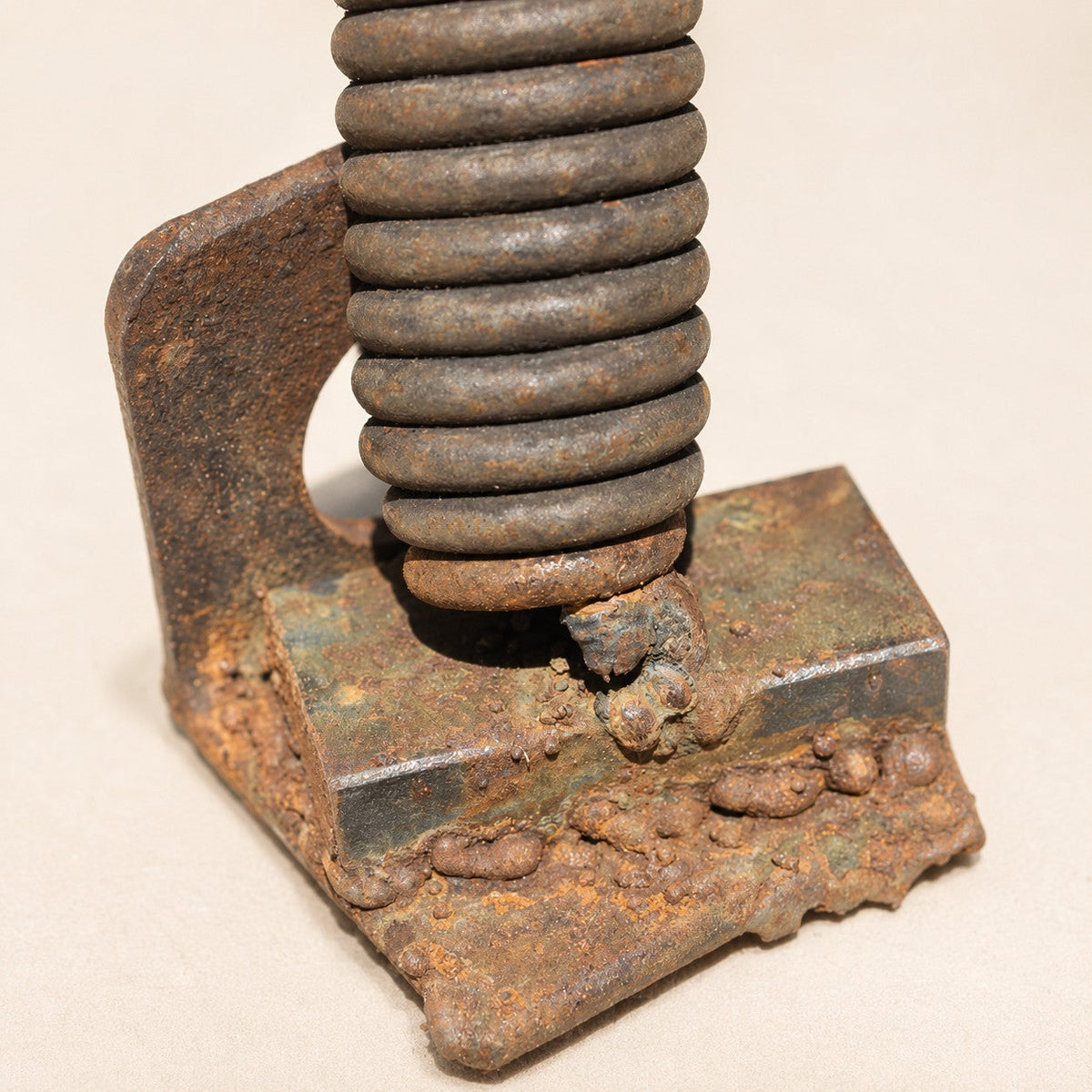 Metal Morph Sculpture handcrafted industrial metal floral sculpture base with welded spring and rusted steel hardware