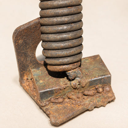 Metal Morph Sculpture handcrafted industrial metal floral sculpture base with welded spring and rusted steel hardware