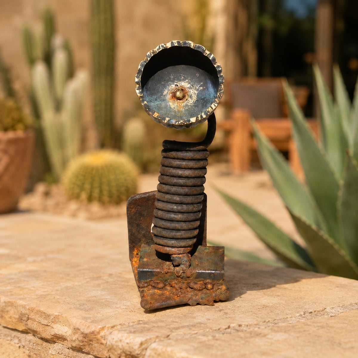 Metal Morph Sculpture The Spring Bloom handcrafted industrial metal floral sculpture made from recycled hardware