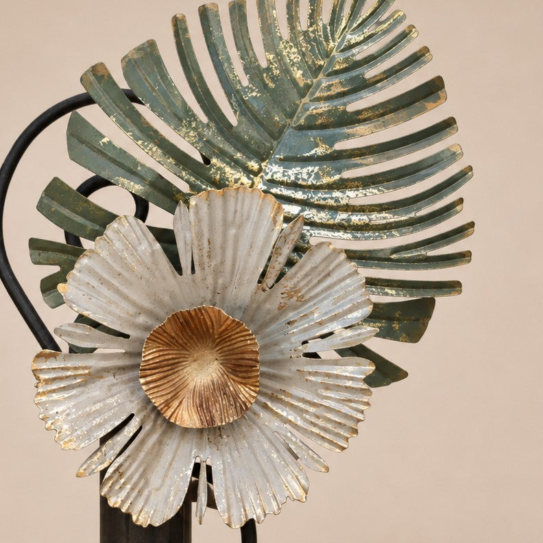 Metal Morph Sculpture Iron Jungle handcrafted industrial steel sculpture with a rusted finish and organic leaf design.
