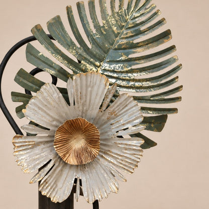 Metal Morph Sculpture Iron Jungle handcrafted industrial steel sculpture with a rusted finish and organic leaf design.